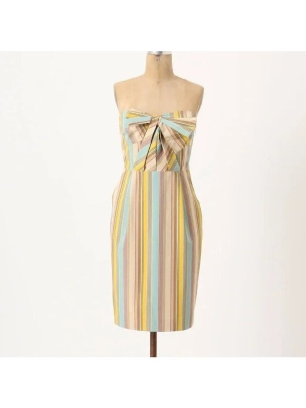 Anthropologie Moulinette Soeurs Multicolor Stripes Strapless Mini Dress - Picture 1 of 6